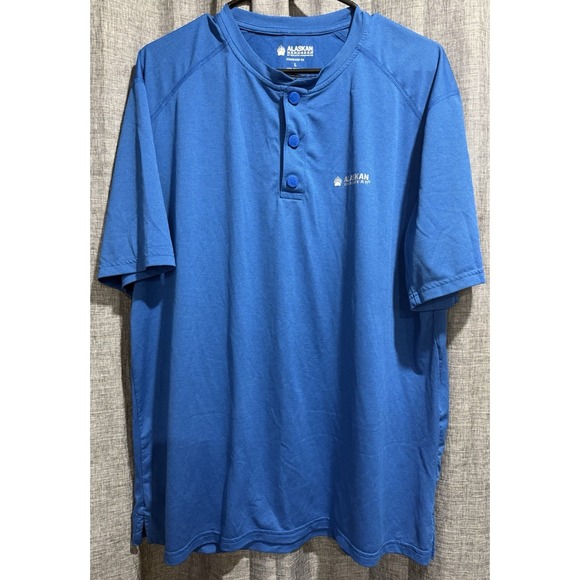 Duluth Trading Company-Alaskan Hardgear Men's Size Large Blue Henley Snap Logo - Picture 1 of 9